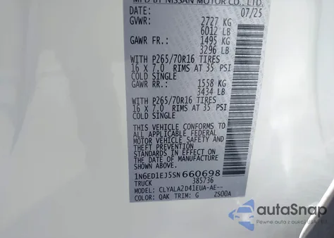 2025 Nissan Frontier S 4X2 из США, поврежденный, VIN 1N6ED1EJ5SN660698